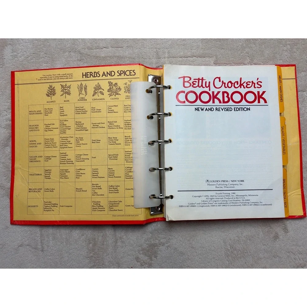 Betty Crocker Cookbook Golden Press 1980 Red Binder New Revised Edition Good
